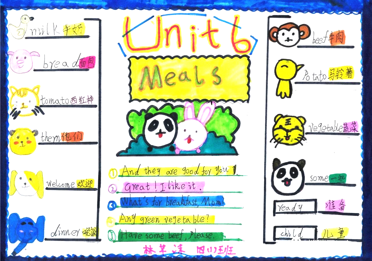 小学英语四年级上册思维导图优秀作品Unit 6 Meals-第8张